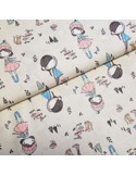 Tissu, Popeline de Coton Motifs Filles 