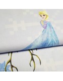 Tissu, Popeline de Coton Imprimée Reine des Neiges, Bleu Glacé, Laize 140 cm, 100% Coton