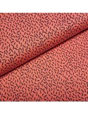 Tissu, Coton Satin Stretch Motif Pépins, Rose, Laize 150 cm, 95% Coton 3% Élasthanne