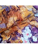 Tissu, Jersey Fleuri, Jaune Moutarde, Laize 150 cm, Polyester Spandex