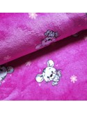 Tissu, Polaire Doudou Imprimé Souris, Rose Fuchsia, Laize 150 cm, 100% Polyester 280g/m²