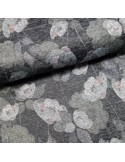 Tissu, Jersey Fleuri Style Japonais Pailleté, Éclat Métallique, Laize 150 cm, Polyester Viscose Stretch