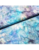 Tissu, Batik Ananas, Bleu, Laize 112 cm, 100% Coton