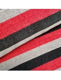 Tissu, Lainage Rayures, Rouge Noir Gris, Laize 150 cm, 100% Polyester