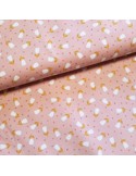 Tissu, Velours Milleraies Fleuri, Rose, Laize 145 cm, 100% Coton 210g/ml