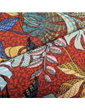 Tissu, Fleuri Style Wax, Terracota, Laize 150 cm, 92% Viscose 8% Polyamide