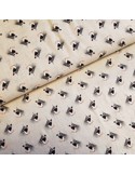 Tissu, Lin-Viscose Imprimé Toucans, Beige, Laize 135 cm, 55% Lin 45% Viscose