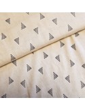 Tissu, Lin Viscose à Triangles Géométriques, Beige, Laize 135 cm, 55% Lin 45% Viscose