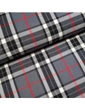 Tissu, Tartan Écossais Classique, Gris Anthracite et Perle, Laize 150 cm, Viscose, Polyester et Spandex