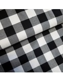 Tissu, Tartan Écossais à Carreaux, Noir et Blanc, Laize 150 cm, Polyester Viscose Spandex