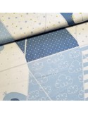 Tissu, Popeline de Coton Kit Fanions Bébé, Tons de Bleu, Laize 150 cm, 100% Coton 115g/m²