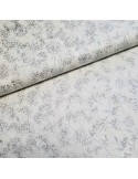 Tissu, Patchwork Petites Fleurs, Blanc et Argenté, Laize 112 cm, 100% Coton