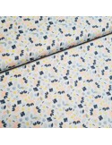 Tissu, Popeline de Coton Fleurie, Bleu Ciel, Laize 150 cm, 100% Coton 195g/m²