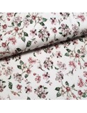 Tissu, Jersey Fleuri, Fond Blanc, Laize 140 cm, Viscose Stretch Oeko-Tex