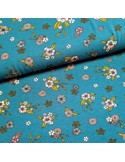 Tissu, Jersey de Viscose Fleuri, Vert Canard, Laize 155 cm, Viscose Stretch Oeko-Tex