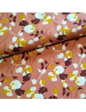 Tissu, Microfibre Fleurie, Vieux Rose, Laize 144 cm, 100% Polyester 204.5g/m²