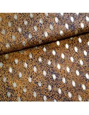 Tissu, Mousseline, Marron Léopard & Pois Dorés, Laize 150 cm, 100% Polyester