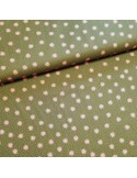 Tissu, Popeline de Coton Fleurie, Vert Kaki, Laize 150 cm, 100% Coton 195g/m²