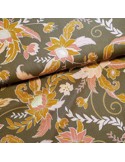 Tissu, Viscose Fleurie, Vert Kaki, Laize 140 cm, 100% Viscose 154g/m²