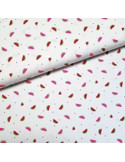 Tissu, Jersey, Motif Pastèques sur Fond Blanc, Laize 150 cm, Coton Stretch Oeko-Tex