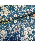 Tissu, Mousseline Fleurie Lurex, Vert Émeraude, Laize 150 cm, 100% Polyester