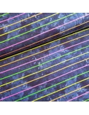Tissu, Jersey de Coton Imprimé Rayures Fluo, Bleu Marine et Fluo, Laize 150 cm, Coton Stretch Oeko-Tex