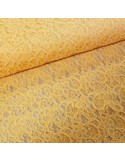 Tissu, Dentelle Fleurie, Orange Vif, Laize 140 cm, 45% Coton 55% Polyamide