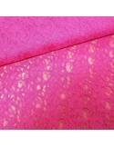 Tissu, Dentelle Fleurie, Rose Fushia, Laize 140 cm, 45% Coton 55% Polyamide