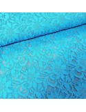 Tissu, Dentelle Stretch Fleurie, Bleu Turquoise, Laize 140 cm, Polyamide Spandex