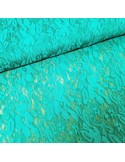Tissu, Dentelle Stretch Fleurie, Vert Émeraude, Laize 150 cm, 100% Polyester
