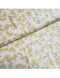 Tissu, Coton Patchwork Fleuri, Écru et Doré, Laize 112 cm, 100% Coton