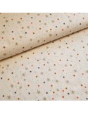 Tissu, Coton Lavé Étoiles, Beige, Laize 135 cm, 100% Coton 150g/m²