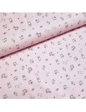 Tissu, Jersey de Coton Imprimé Petits Jouets, Rose Doux, Laize 150 cm, Coton Oeko-Tex