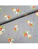 Tissu, Jersey de Coton Imprimé Chatons Princes, Gris Royal, Laize 150 cm, Coton Stretch Oeko-Tex