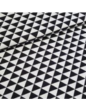 Tissu, Jersey de Coton Imprimé Triangles, Black and White, Laize 150 cm, Coton Stretch Oeko-Tex