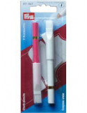 Crayon craie tailleur, Prym, Blanc et rose, Brosse à effacer intégrée, Craie et plastique