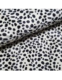 Tissu, Velours Ras Imprimé Dalmatien, Noir et Blanc, Laize 150 cm, 100% Polyester 360g/ml