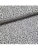 Tissu, Velours Nicky Imprimé Dalmatien, Blanc & Noir, Laize 150 cm, 80% Coton 20% Polyester 230g/m²
