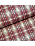 Tissu, Tartan Écossais Classique, Rouge et Blanc Lumineux, Laize 145 cm, Polyester et Coton