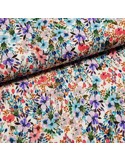Tissu, Jersey Fleuri, Fond Blanc, Laize 140 cm, Viscose Stretch Oeko-Tex