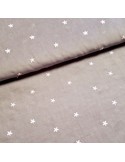 Tissu, Velours Milleraies Fleurs Brodé, Gris Moyen et Rose, Laize 135 cm, 100% Coton 202.5g/m²