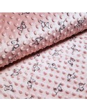 Tissu, Velours Minky Imprimé Éléphants, Vieux Rose, Laize 145 cm, 100% Polyester