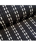 Tissu, Lainage, Rayures Blanches sur Fond Noir, Laize 140 cm, 100% Polyester