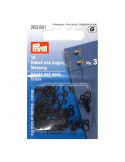 Agrafes et œillets, Prym, Noir, Taille 3, Laiton
