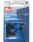 Agrafes et portes, Prym, Noir, Taille 1, Laiton