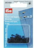 Agrafes et œillets, Prym, Noir, Taille 2, Laiton inoxydable