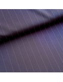 Tissu, Tailleur Rayures Fines, Bleu Marine & Blanc, Laize 150 cm, Polyester Viscose Lycra