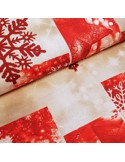 Tissu, Aspect Lin Flocons, Rouge Vif, Laize 140 cm, 80% Coton 20% Polyester 200g/m²