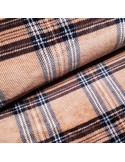Tissu, Polaire Doudou Carreaux, Vieux Rose, Laize 150 cm, 100% Polyester