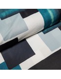 Tissu, Jersey à Motifs Symboles, Bleu et Blanc, Laize 150 cm, Polyester Spandex
